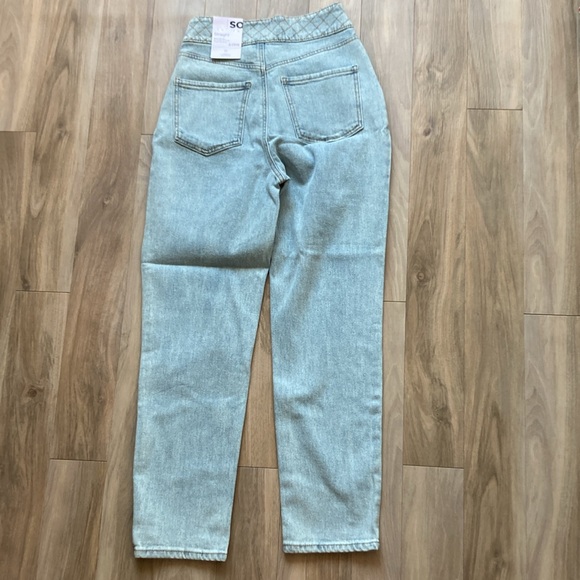 So Super high rise straight woven denim jean pant quilted design waistband 3 26 - Picture 14 of 17